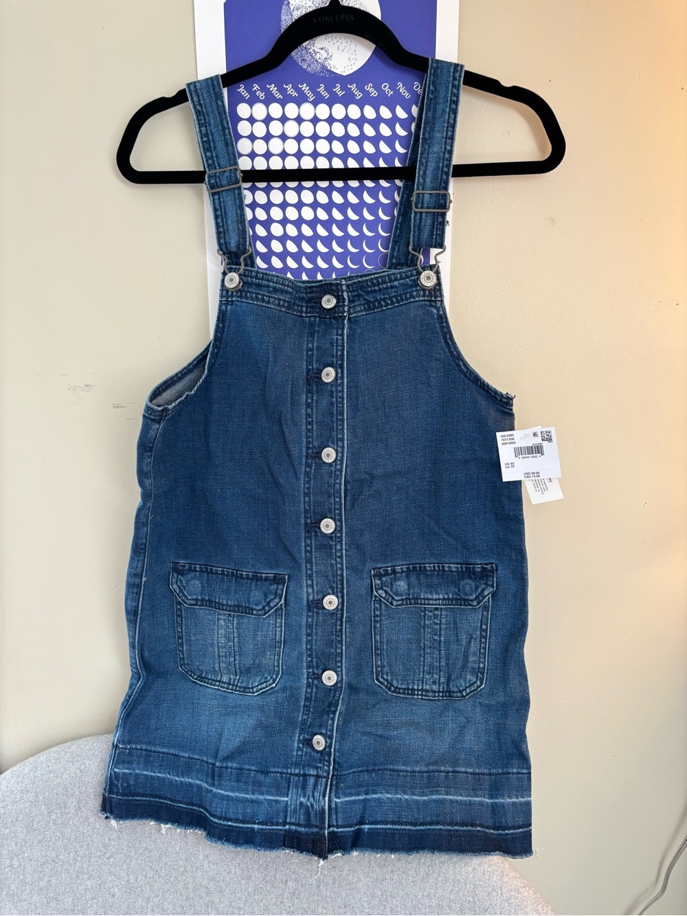 American Eagle Outfitters Dark Blue Denim Overall Dress NWT